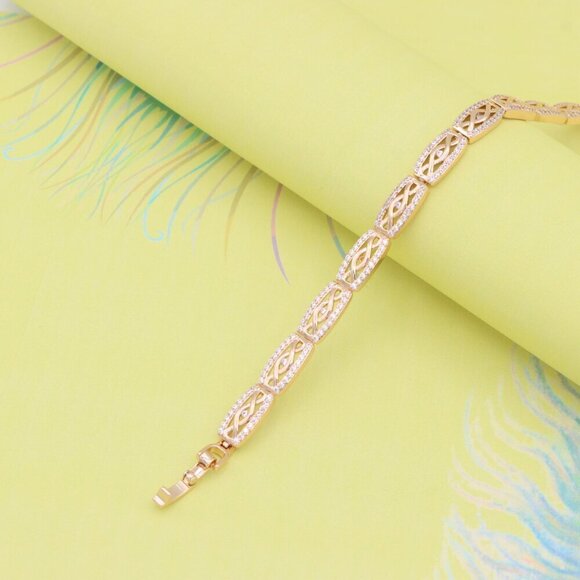 "Elegant Rose Gold Bracelet with Crystal Accents, XPBL0911 - Picture 4 of 12